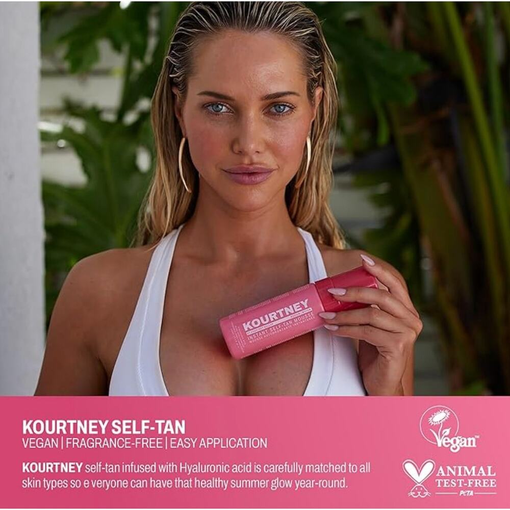 Kourtney Instant Self Tanning Mousse Medium Hyaluronic Acid Streak-Free Glow NWT - Picture 2 of 6